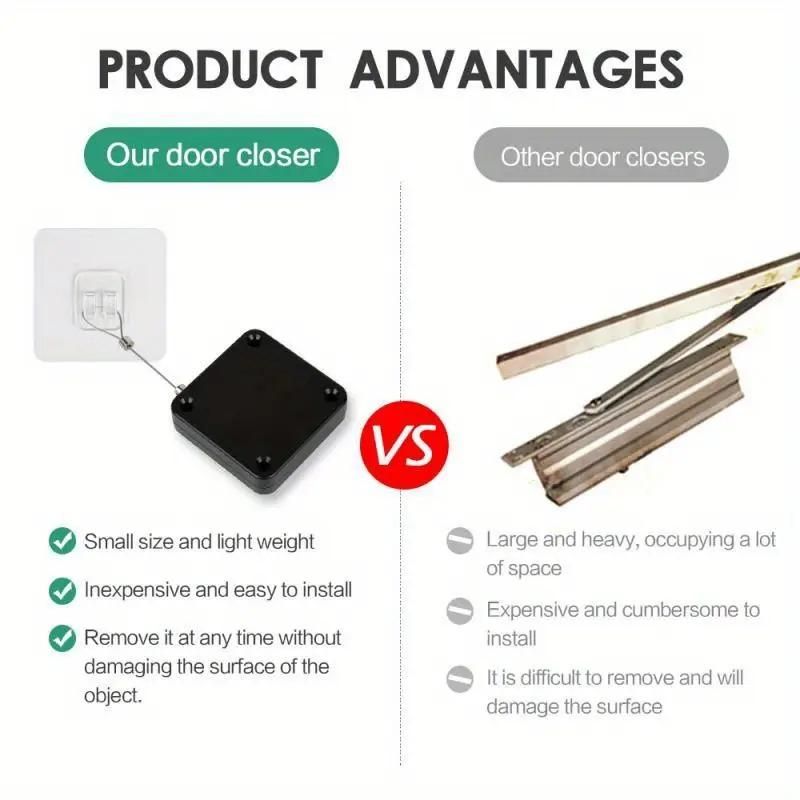 Easy-Install Automatic Door Closer - Adjustable, No-Drilunt with Sensor for Effortlel Surface Moss Closing